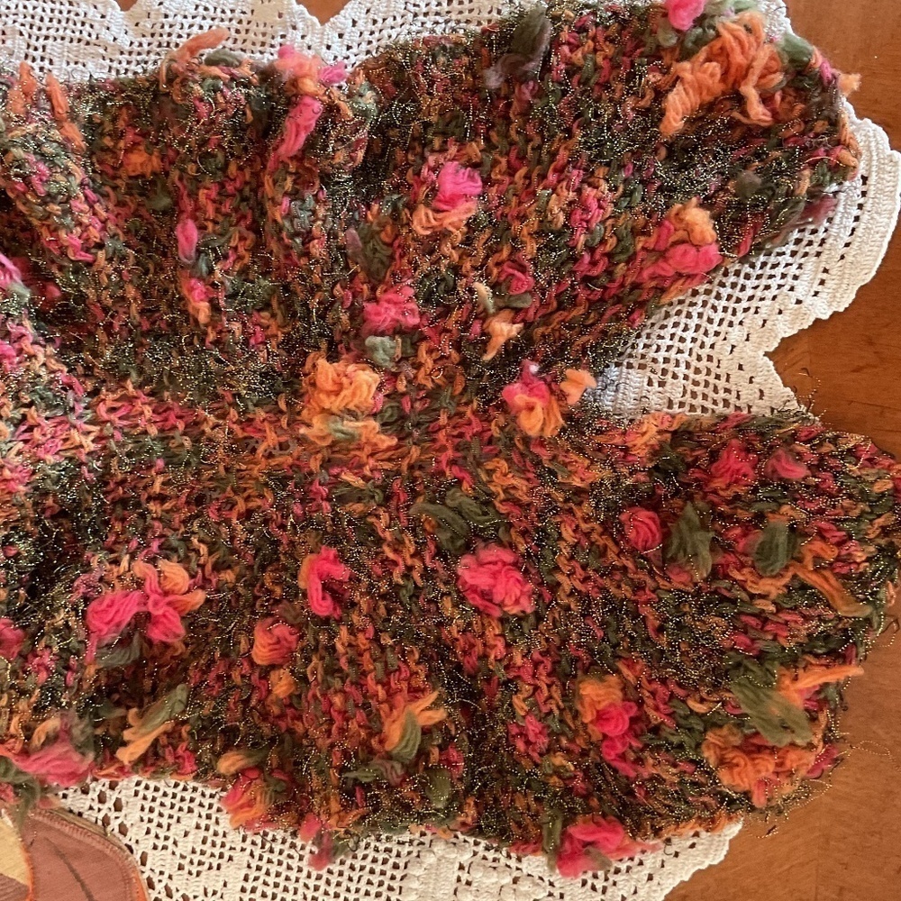 Italian Wool Winter Multicolor Ruffle Scarf - Picture 3 of 4